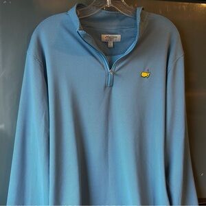 Peter Millar Blue Houndstooth Quarter-Zip Pullover